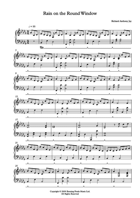 RAIN ON THE ROUND WINDOW - Piano Sheet Music PDF