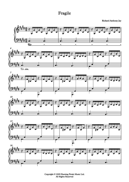 FRAGILE - Piano Sheet Music PDF