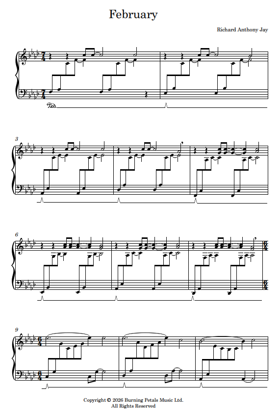 FEBRUARY - Piano Sheet Music PDF