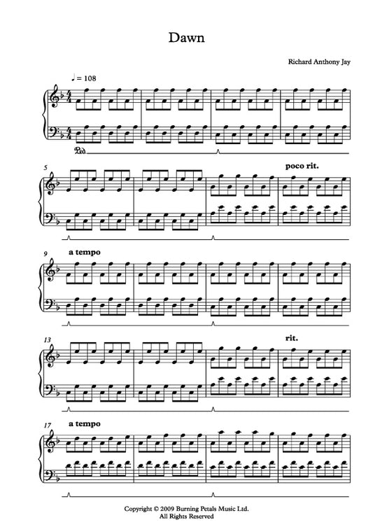 DAWN - Piano Sheet Music PDF