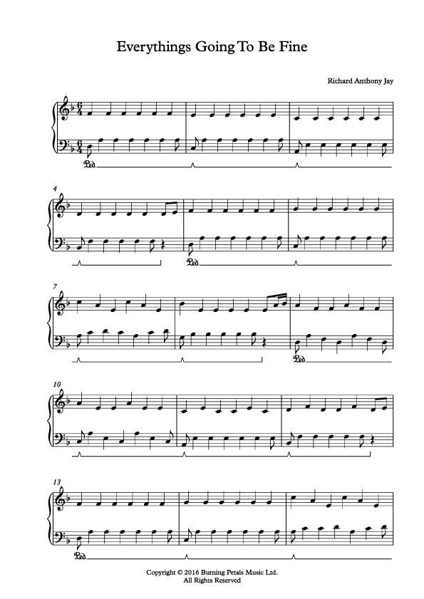 EVERYTHING'S GOING TO BE FINE - Piano Sheet Music PDF