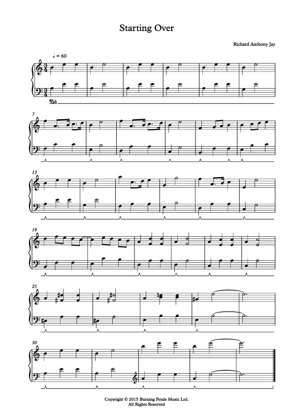 STARTING OVER - Piano Sheet Music PDF