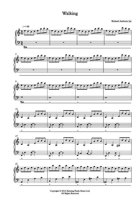 WALKING - Piano Sheet Music PDF
