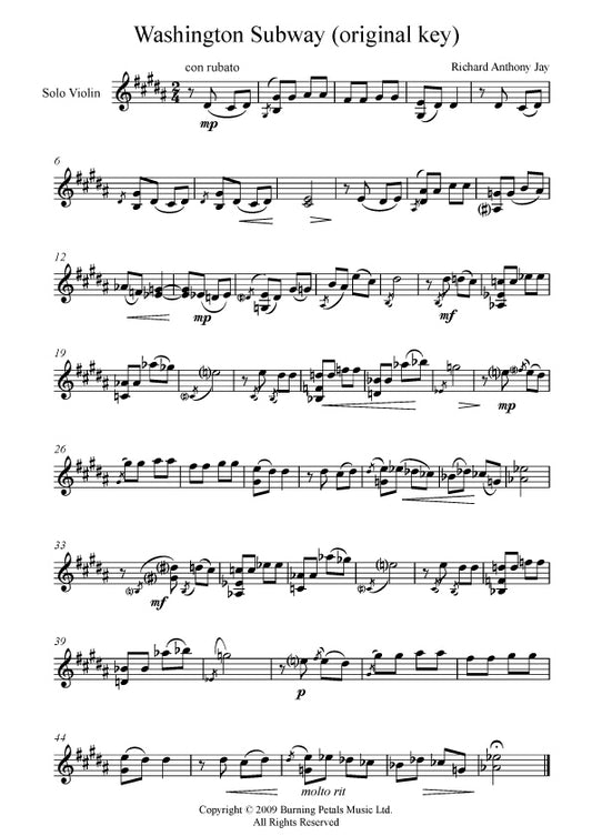 WASHINGTON SUBWAY - Violin Sheet Music PDF