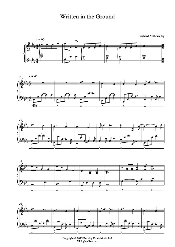 WRITTEN IN THE GROUND - Piano Sheet Music PDF