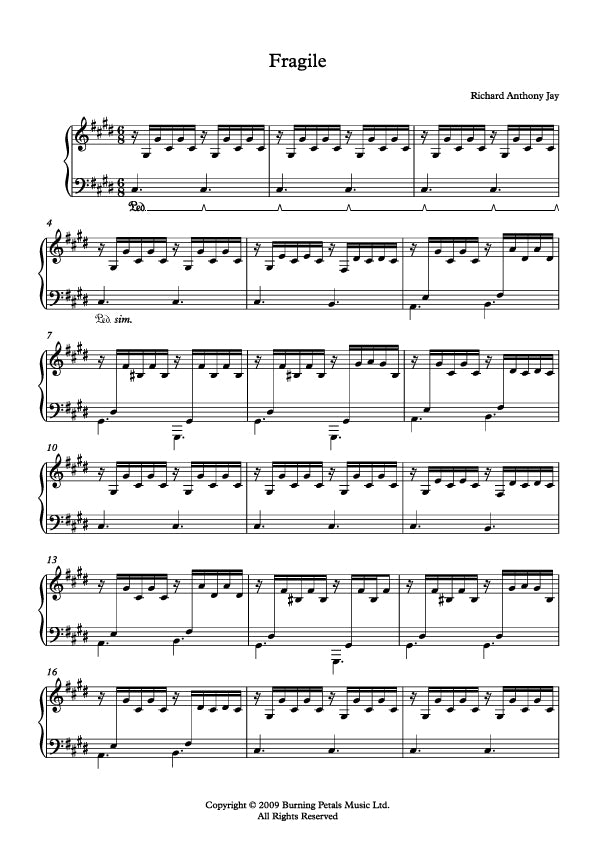 FRAGILE - Piano Sheet Music PDF
