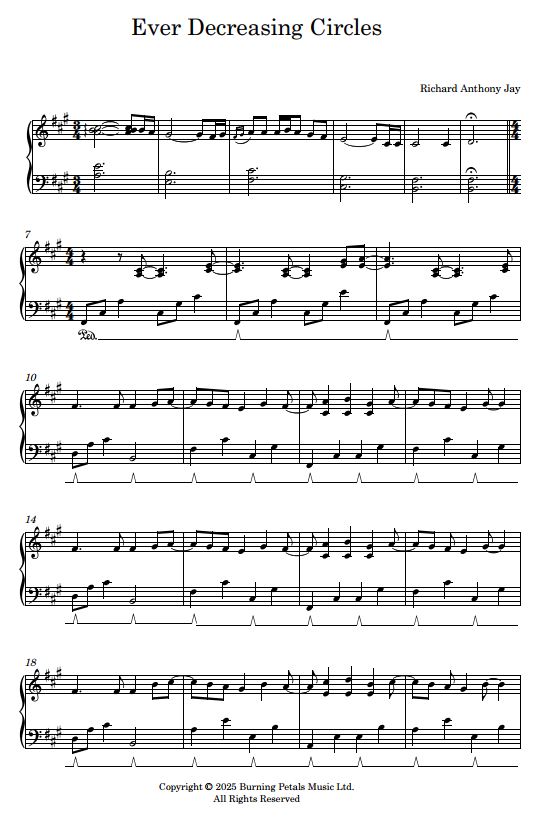 EVER DECREASING CIRCLES - Piano Sheet Music PDF